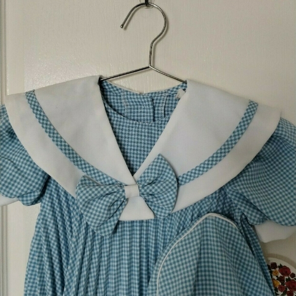 Danielle Renee Collections Size 5 Blue White Gingham Pleated Dress Dutch Girl - Picture 3 of 9